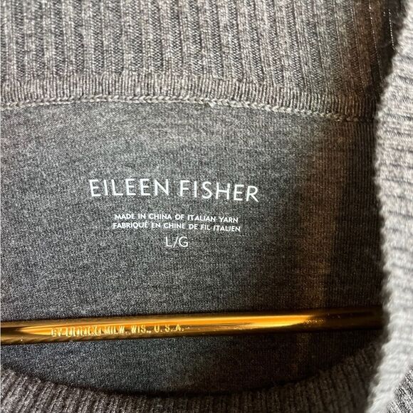 New Eileen Fisher, gray turtleneck, long sleeve oversized tunic sweater dress - Picture 4 of 5